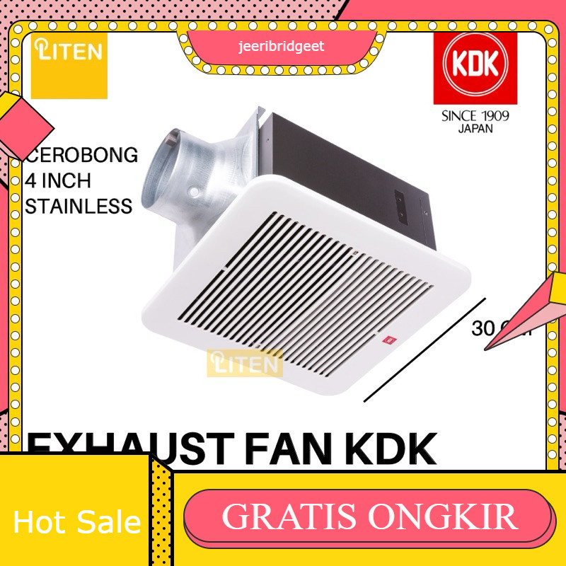 KDK 24CUH - Exhaust Fan Plafon Cerobong Stainless 4 inch / Kipas Hisap Plafon 12 Inch 12” / Heksos K
