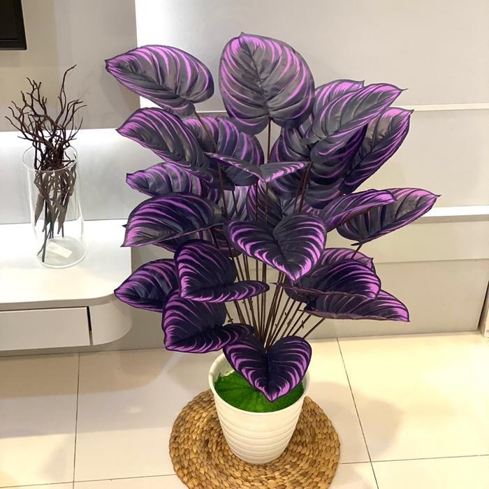 DAUN KELADI UBI UNGU ARTIFICIAL 24 DAUN TINGGI 90cm TANAMAN HIAS DEKORASI RUANG KELUARGA POJOK RUMAH