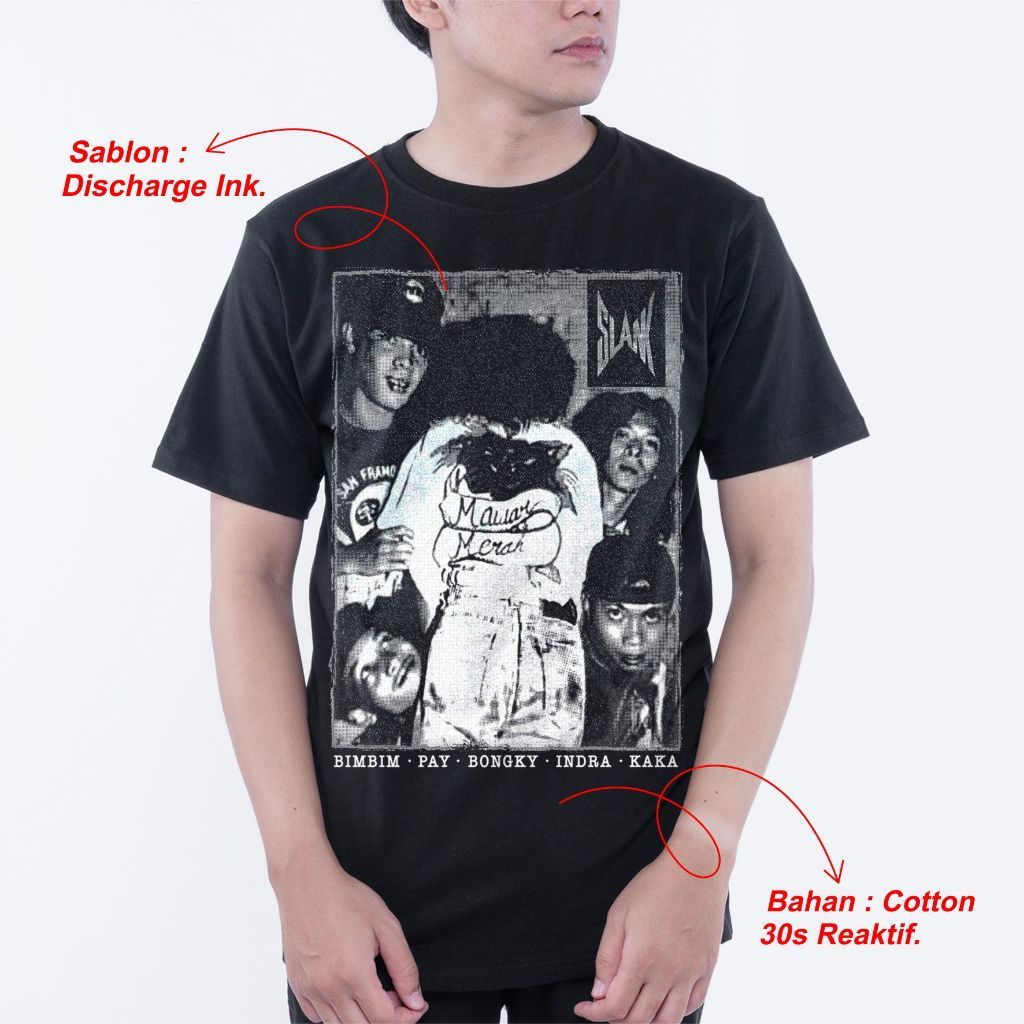 KAOS SLANK JADUL - KAOS SLANK MAWAR MERAH - SABLON DISCHARGE