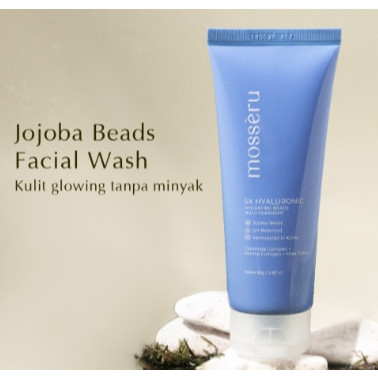 MOSSÈRU Facial Wash 5X Hyaluronic Hydrating Beads Jelly Cleanser | Jojoba Beads | 5X Hyaluronic Acid