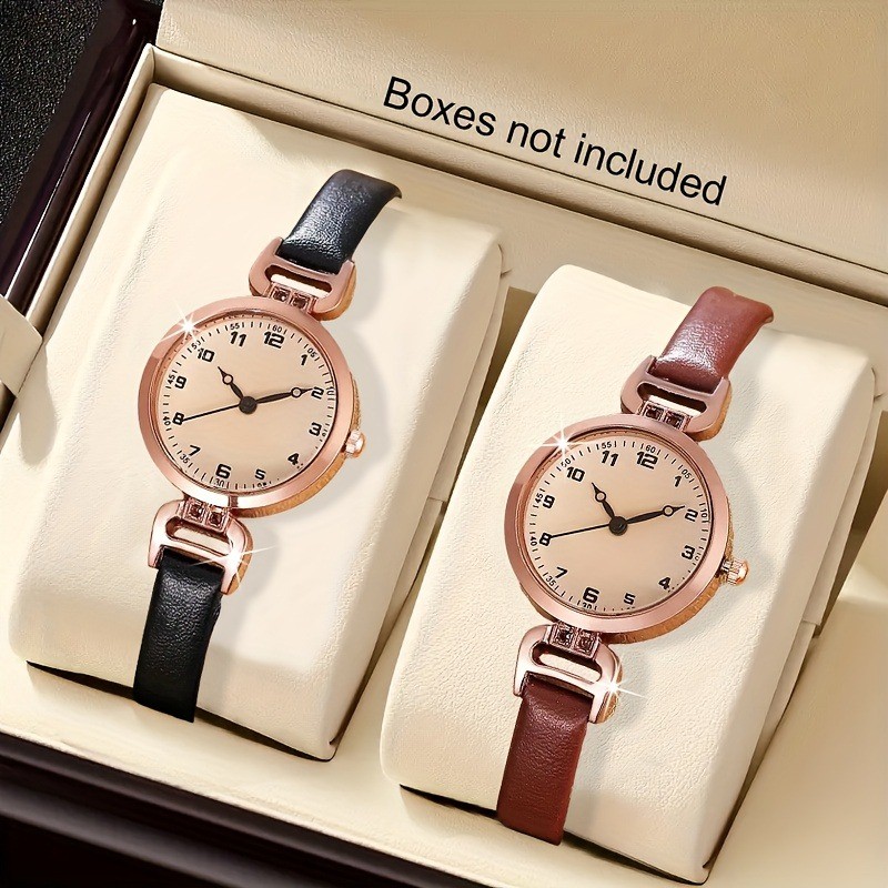 Jam Tangan Dial Kecil Wanita Desain Retro Jam Tangan Wanita Jam Tangan Tali Kulit