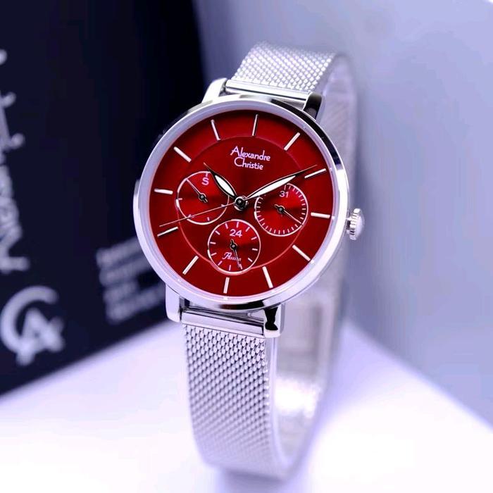 Jam Tangan Wanita Alexandre 2870 AC2870 AC 2870  [Original]  Watch Stainless - silver merah