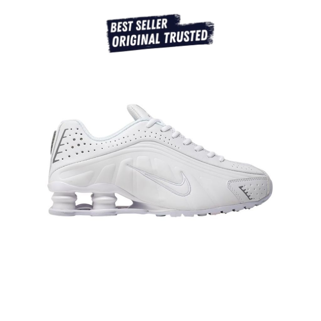 Sepatu Sneakers NIKE SHOX R4 TRIPLE WHITE Original BNIB