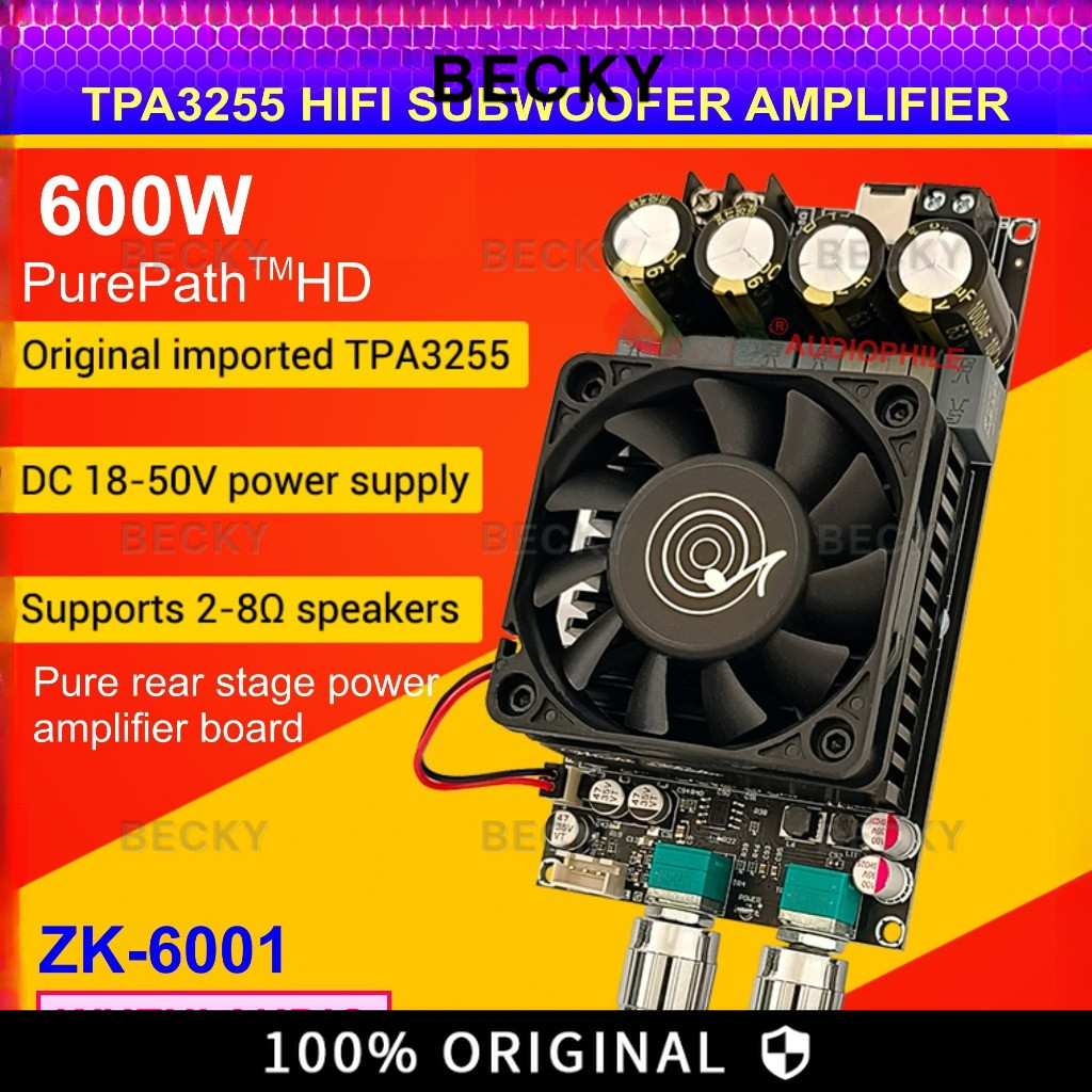 BECKY TPA3255 Amplifier Subwoofer 600W Class D Hifi High Power Original Wuzhi ZK-3002