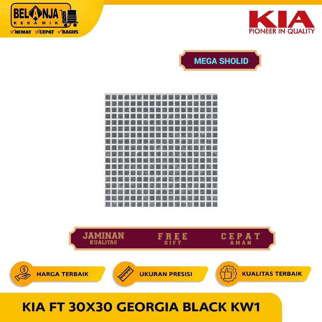 KIA Keramik Lantai 30x30 Georgia Black Kw1