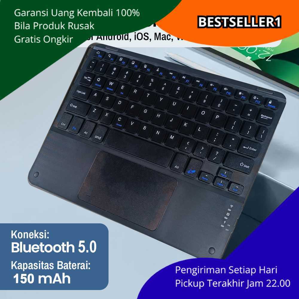 Keyboard Wireless Mini Bluetooth Dengan Touchpad QWERTY Rechargeable Untuk Tablet HP Laptop Android 