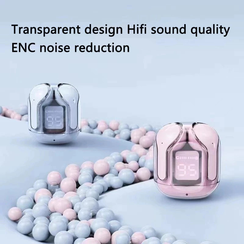 (COD) PJT HK3 Earphone Bluetooth Nirkabel Transparan Layar Sentuh Cerdas LED Daya Latensi Rendah