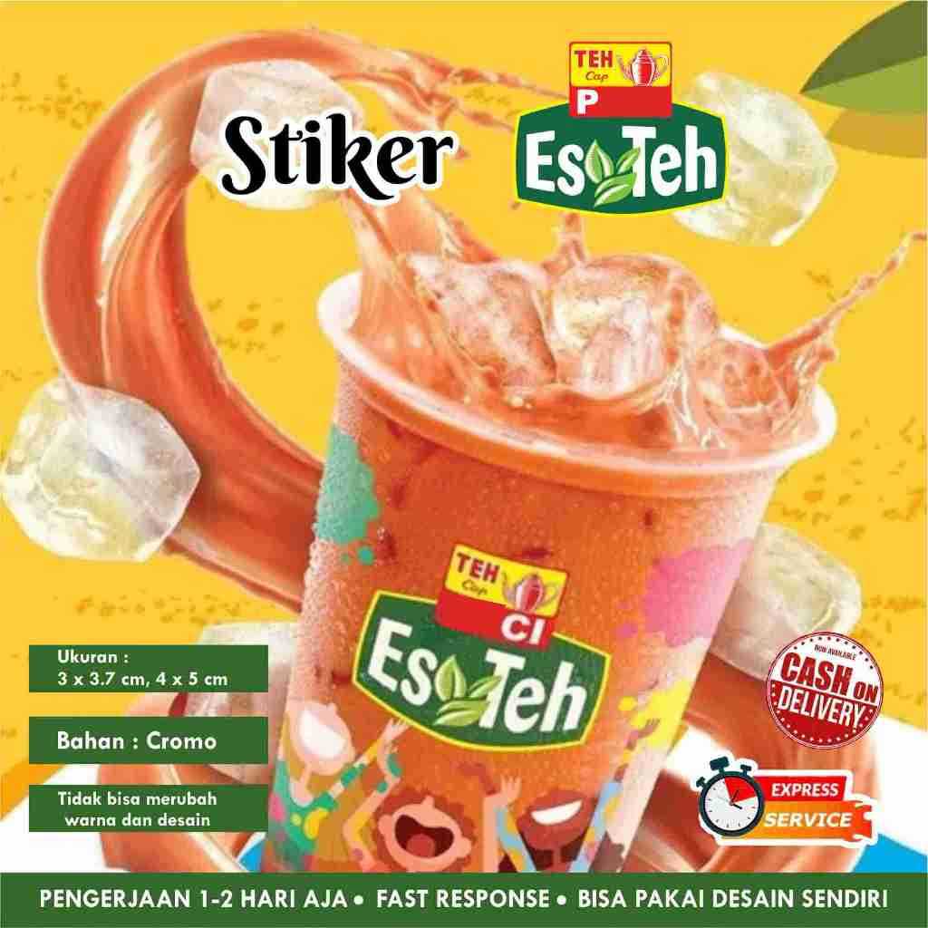 [112 pcs] Stiker ES TEH cromo / Stiker kemasan minuman / stiker cup / logo