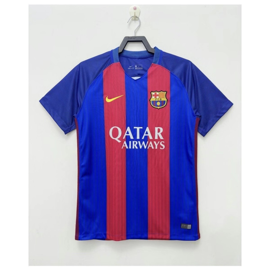 16/17 Barcelona Rumah Klasik Retro Peringatan Seragam Sepak Bola Olahraga Bordir Jersey Kustom