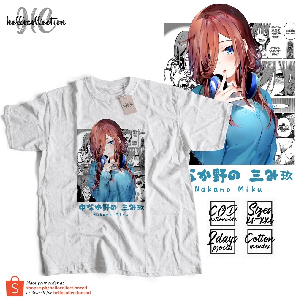 Kaos Baju The Quintessential Quintuplets - Miku Nakano Comic Cutie Baju Anime