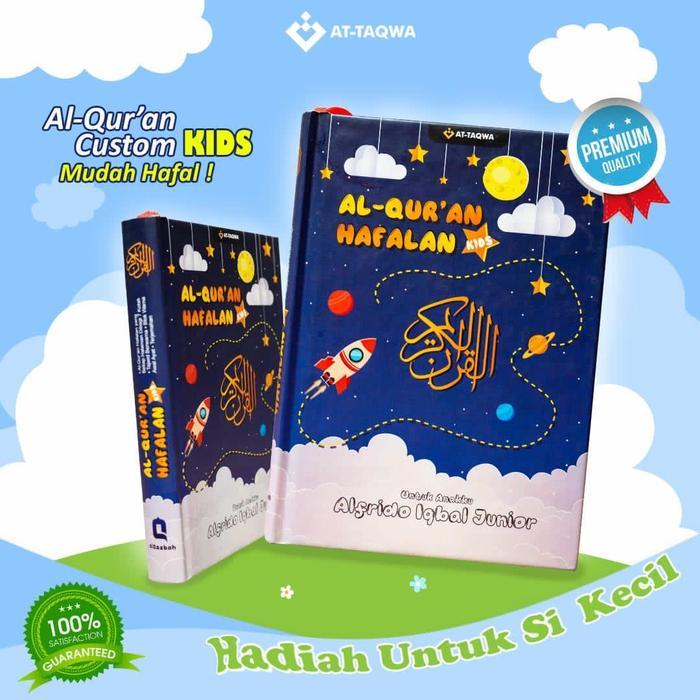 AL-QURAN HAFALAN ANAK AT-TAQWA - FREE CUSTOM NAMA - Biru, A5 Terlaris