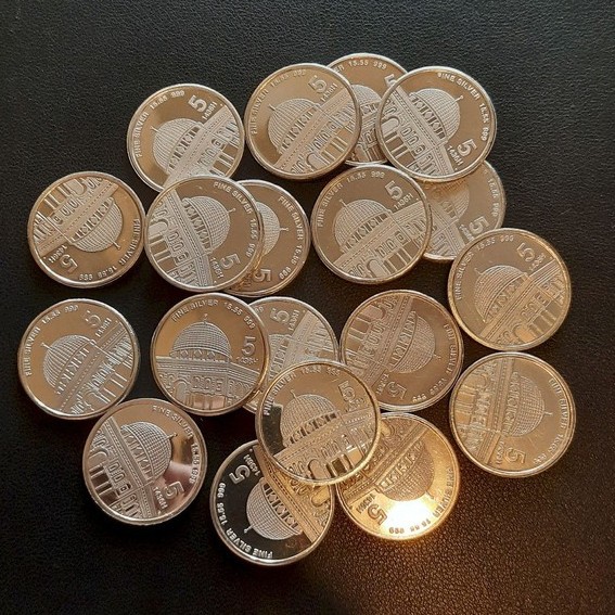 KOIN PERAK MURNI KHAMSA 5 DIRHAM IMN SILVER COIN MAHAR SESERAHAN NIKAH (TES)