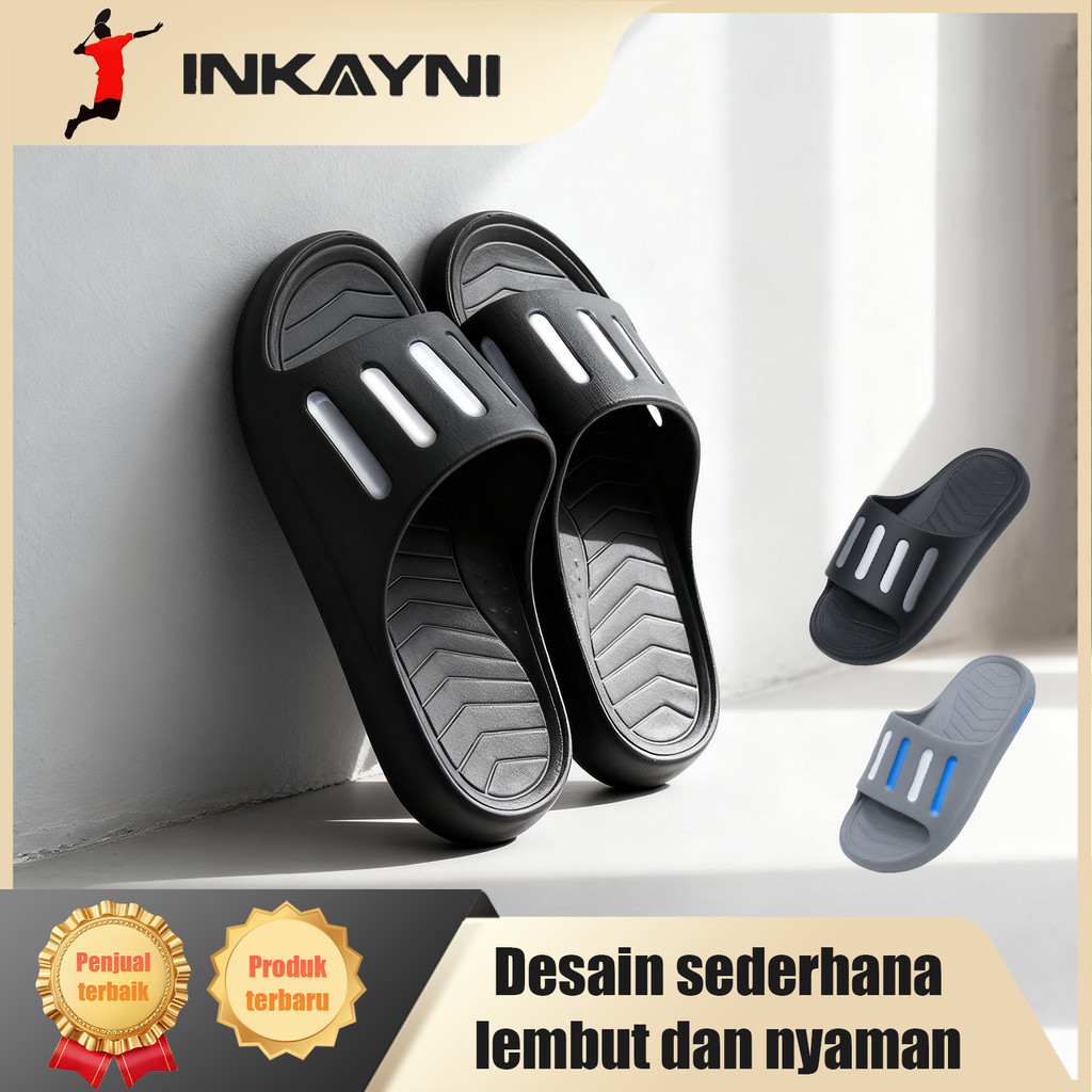 Inkayni Sandal Pria Karet Empuk Anti Slip Sepatu Sandal Pria Slop Karet Ori Sandal Slip on Pria Casu