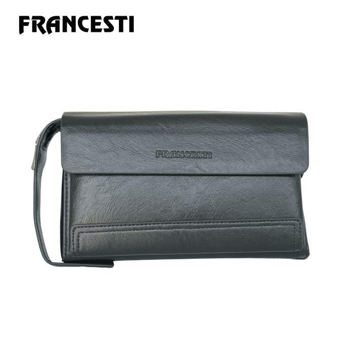 Francesti Clutch Bag Pria 651 kulit PU premium  Black/Tas tangan Hitam