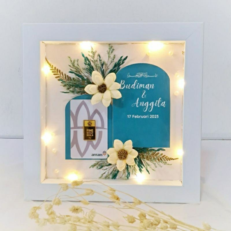 Custom BINGKAI MAHAR PERNIKAHAN CUSTOM /MAHAR IN FLOWER FRAME 3D CUSTOM/ FRAME MAHAR