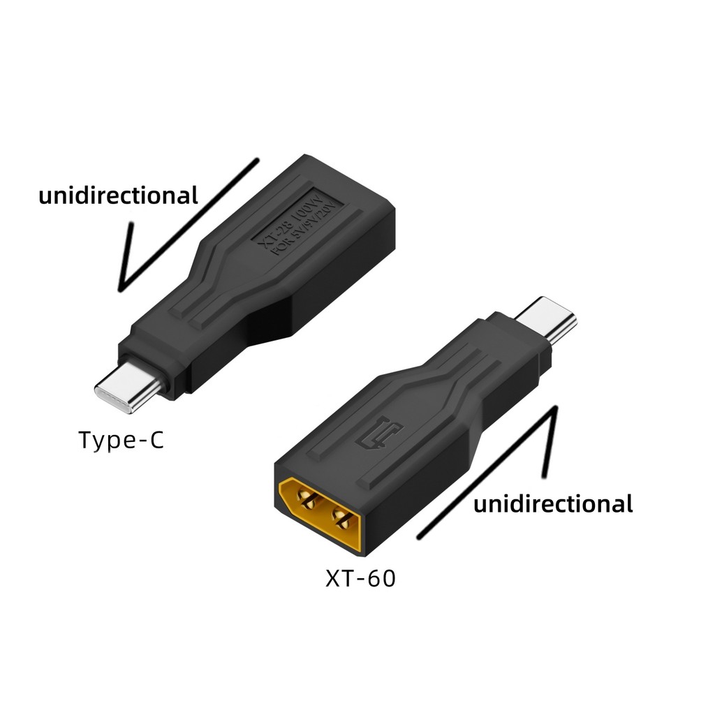 XT60 to USB C Adapter Energy Storage XT60 Male to Type-C Male 100W 20V/5A Charging Connector for Lap