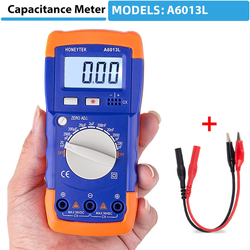 HONEYTEK A6013L Handheld Digital Capacitance Meter Electronic Capacitor Meter Tester Capacitor Check