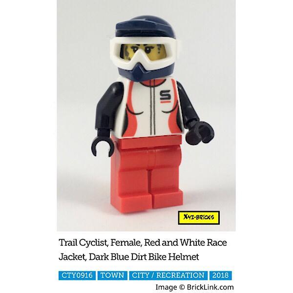 LEGO 60202 Part Out - CTY0916 - Female Trail Cyclist Minifure