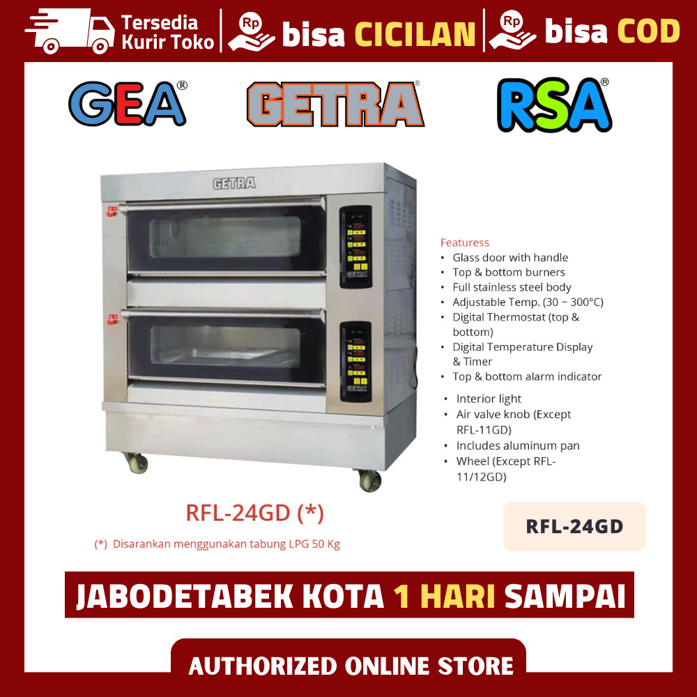 OVEN 2 DECK 4 TRAY GETRA RFL-24GD PEMANGGANG ROTI KUE GARANSI RESMI