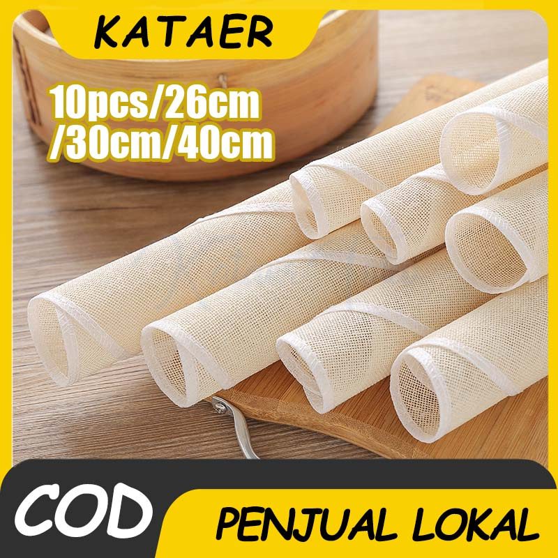 Kain Alas Kukusan 10pcs Reusable Kain Kukusan Anti Lengket untuk Siomay dan Nasi dengan Desain Tahan