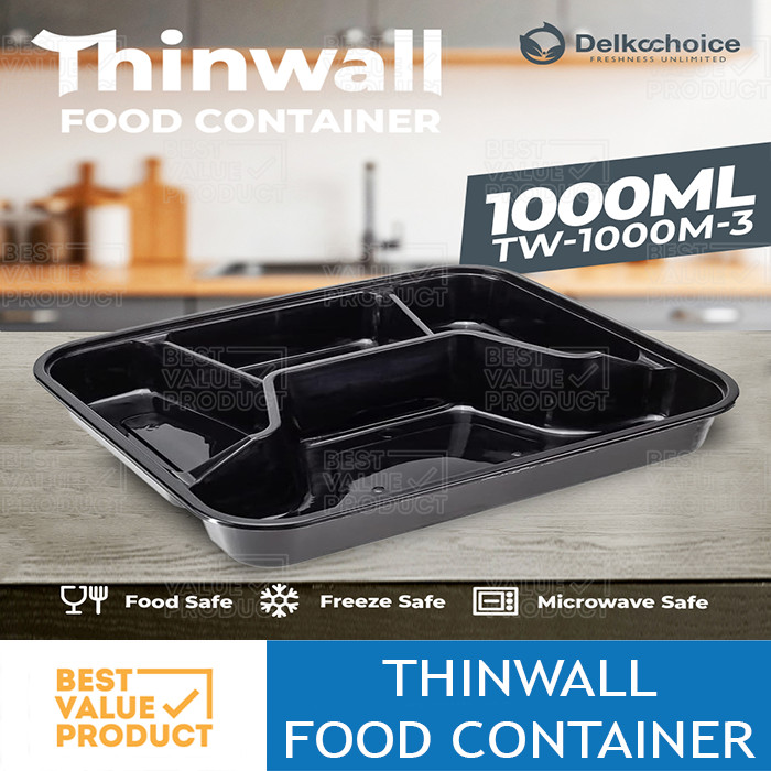 (PACK 50) Thinwall Sekat DKM SQUARE Compartment premium 4 sekat 1000 ml