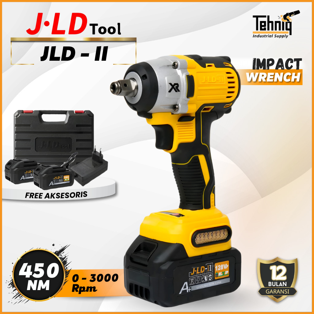 JLD 450NM Mesin Bor Baut Baterai / JLD Impact Driver Cordless 450NM Brushless (Dual Battery)