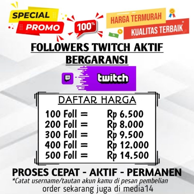 Followers Twitch indonesia permanen BERGARANSI