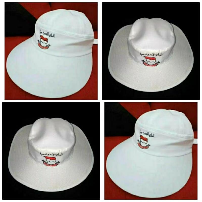 Topi Wanita Hijab Putih Topi Haji umroh wanita caddy umroh haji Indonesia Topi manasik Haji bordir I
