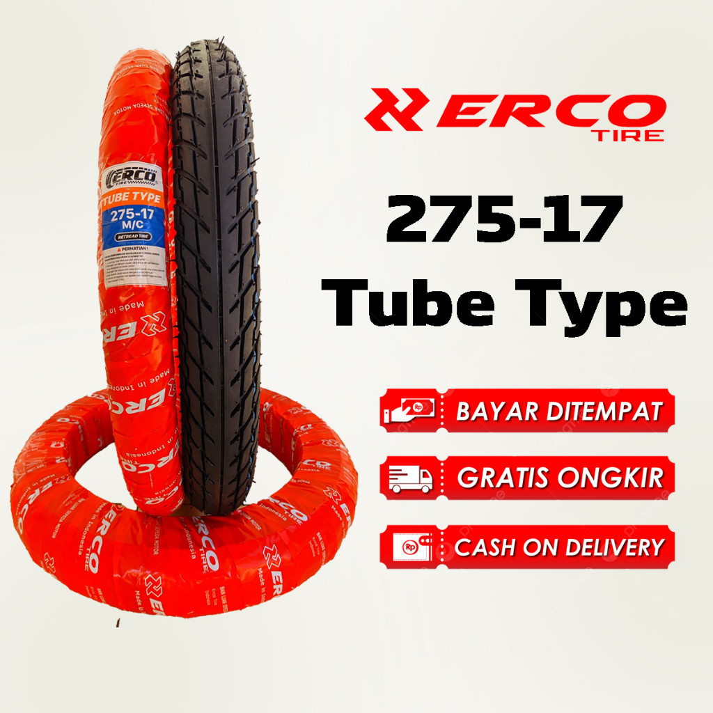 ERCO TIRE Ban Luar Motor NonTubeless Ring 17 275-17 Tube Type Standart Bebek Motif Federal, Astrea