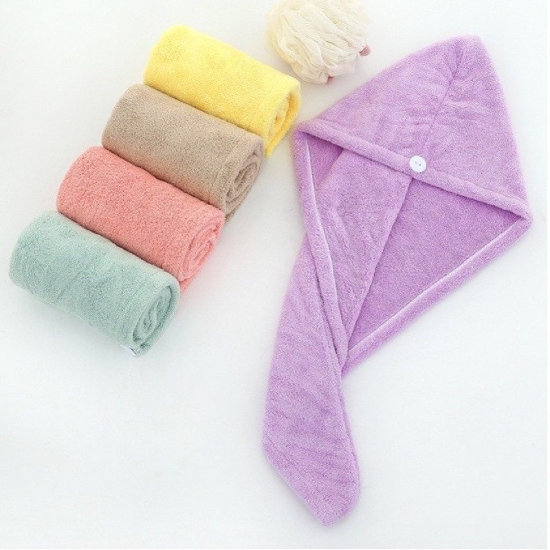 (MGS) Handuk Pengering Rambut Berkancing / Handuk Kepala Keramas Microfiber / Handuk Keramas Cepat K