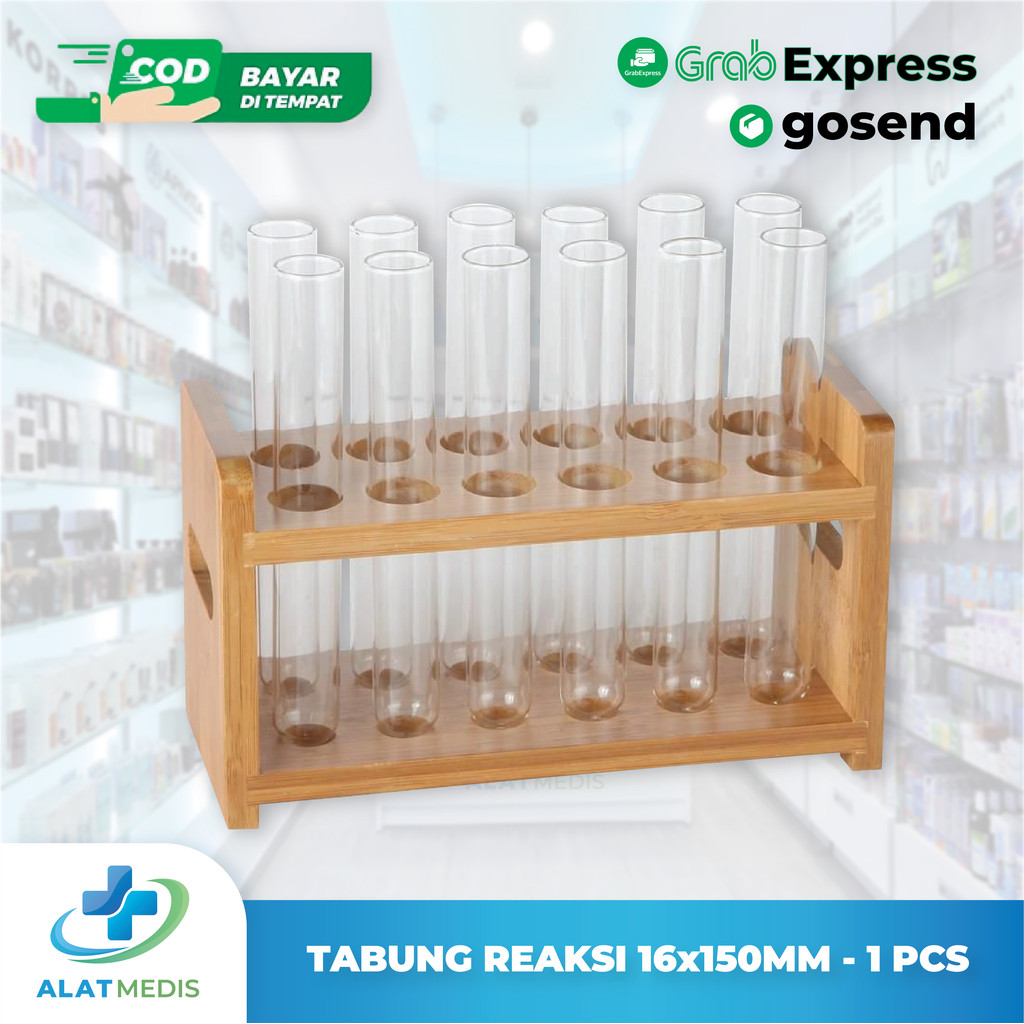 Tabung Reaksi 16x150 mm Kaca Bening – Lab Kimia & Biologi
