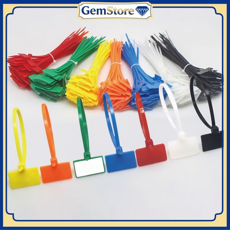 Kabel Ties Label Marker 100PCS/Set Nama Tag Nylon Self-Locking untuk Pengelolaan Kabel Listrik dan J
