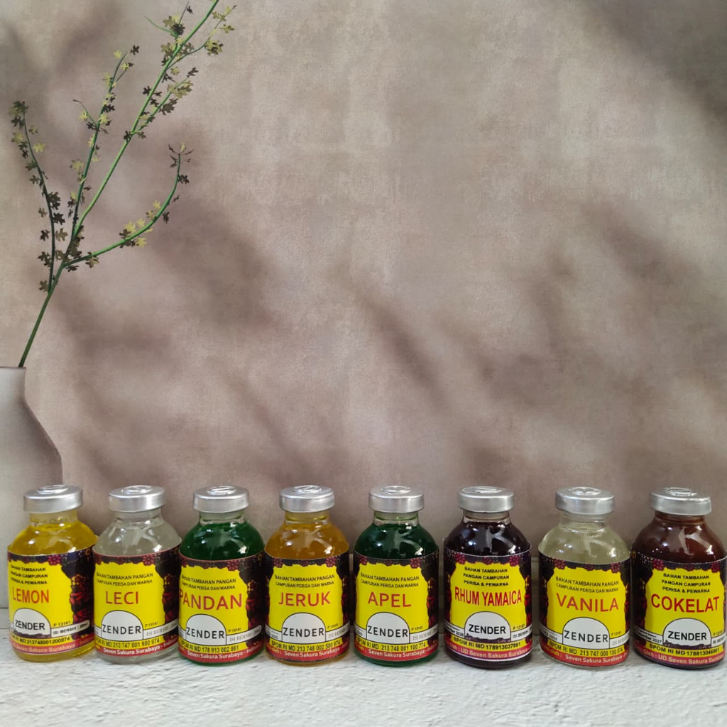 (15 ml) Perisa Pewarna Essence Makanan FOOD GRADE HALAL Merk ZENDER Apel Lemon Cokelat Coklat Vanill