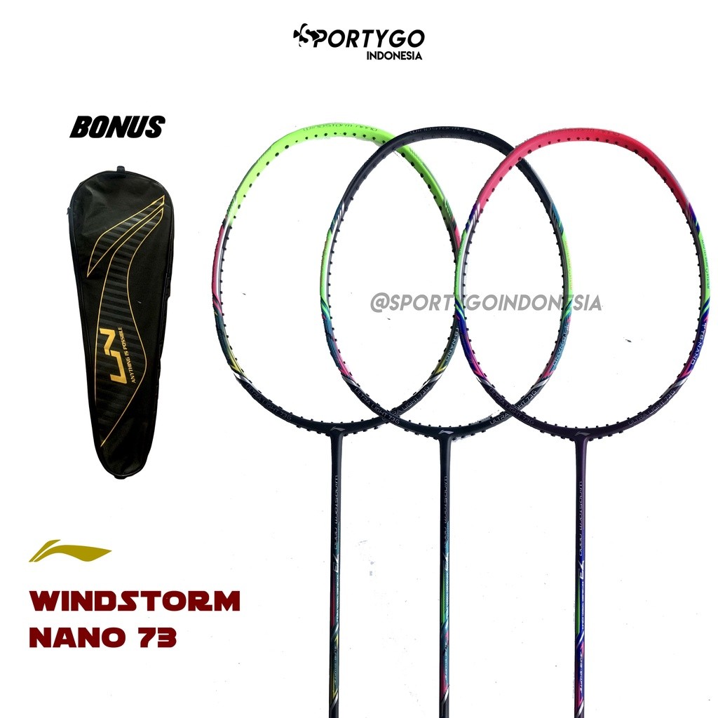 READY RAKET BADMINTON LINING WINDSTORM NANO 73 / LI NING RACKET WS 73 / WS73