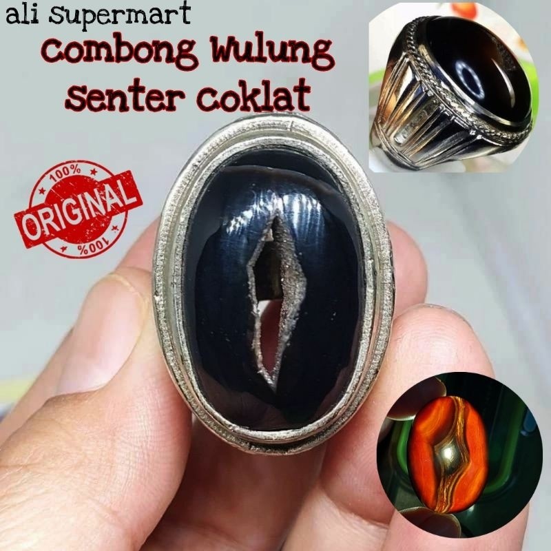 Batu akik yaman combong akik yemen hitam pekat senter merah