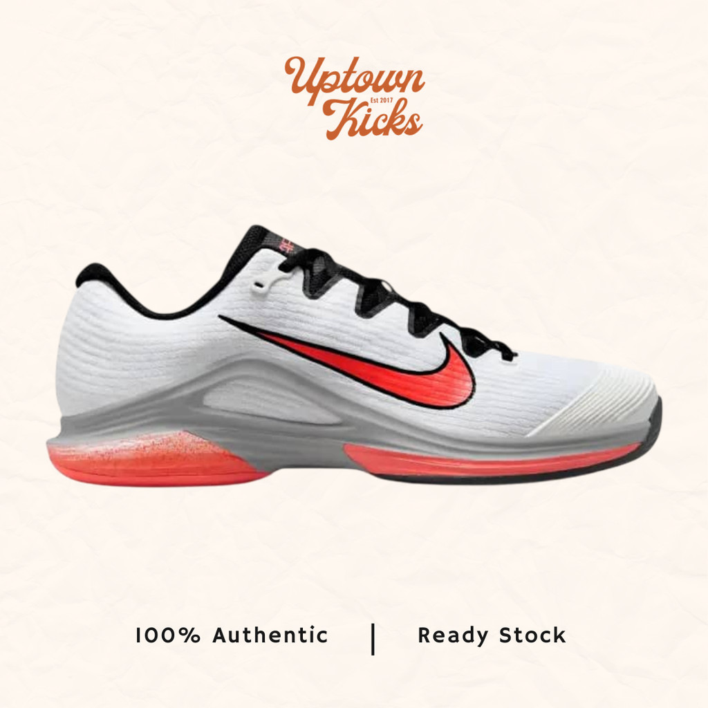 Nike Tennis Women Vapor 12 Hard Court White Hot Lava Wolf Grey  Sepatu Tenis Wanita HV1449-100 (100%