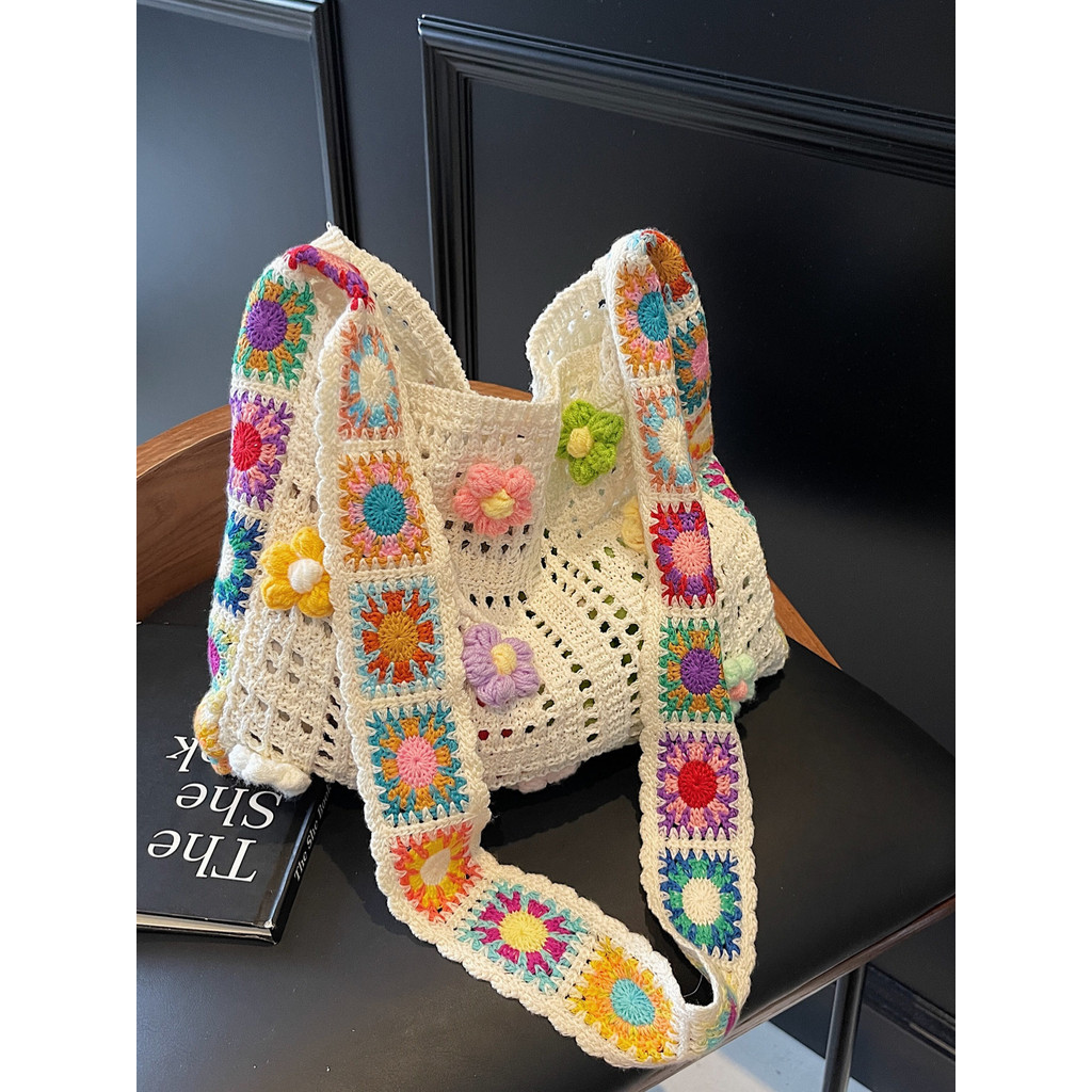 Tas Selempang Kapasitas Besar Rajut Berongga Baru