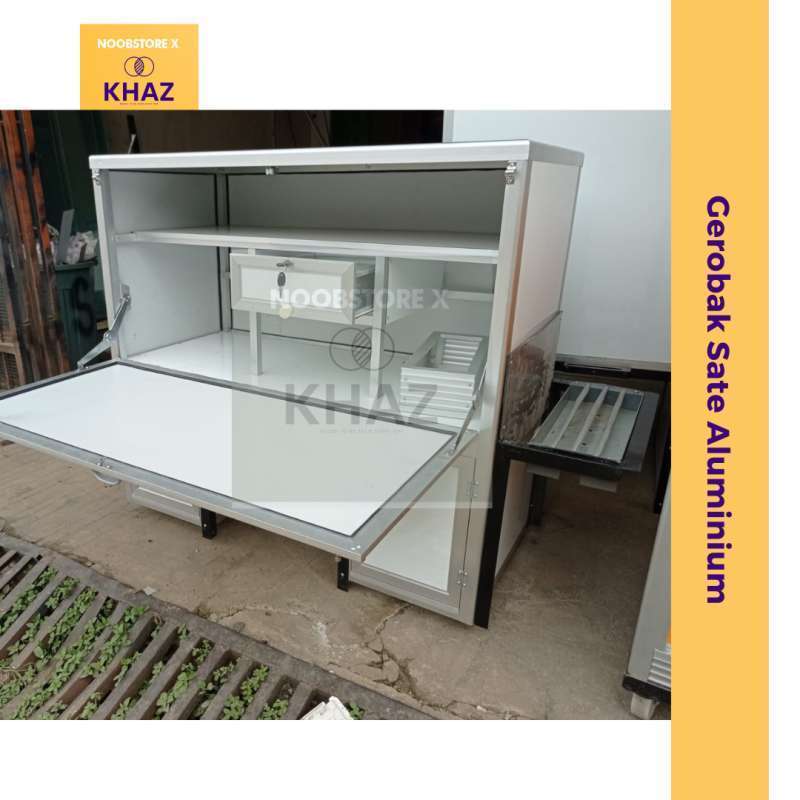 PROMO AKHIR TAHUN Gerobak Motor Jualan Sate / Etalase Jualan Sate Keliling / Full Aluminium