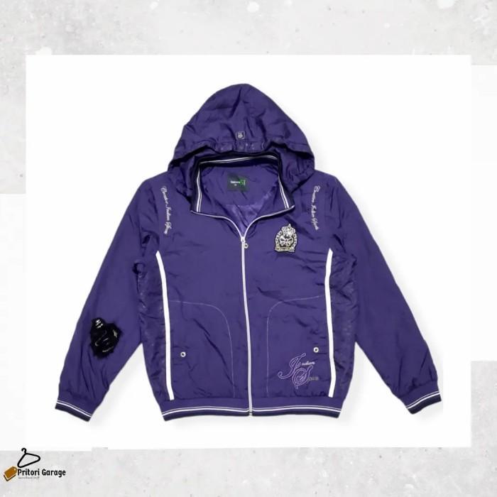 Bomber Varsity Hoodie Jacket Indian Sport Dark Purple White Vintage