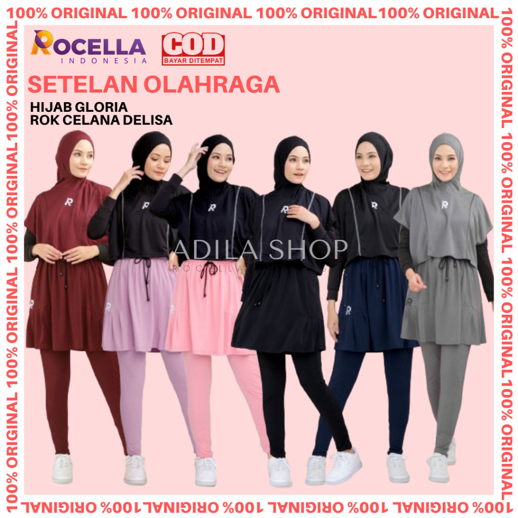 Setelan Olahraga Hijab Gloria dan Rok Celana Delisa Rocella Rok Celana Olahraga Pakaian Olahraga Out