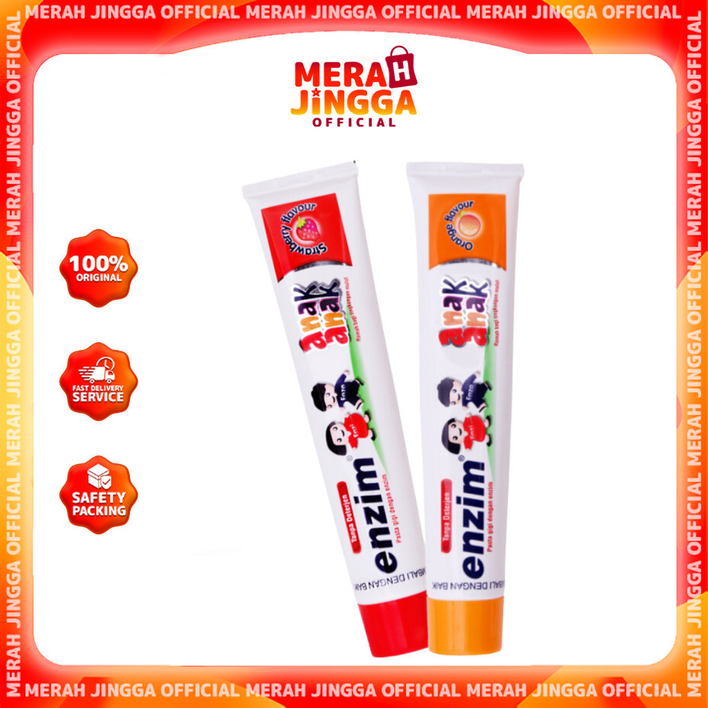 Enzim Toothpaste Anak 42gr - 63gr | Strawberry - Orange | Merah Jingga Official