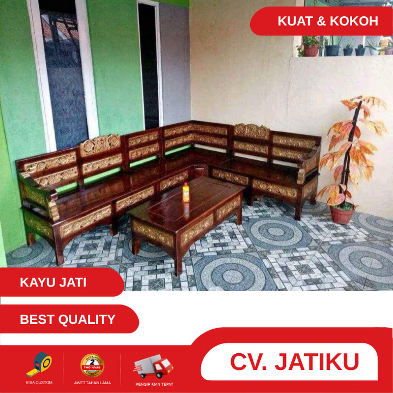 kursi sudut mawar, kursi tamu sudut kayu jati, kursi tamu ukir kayu jati terlaris