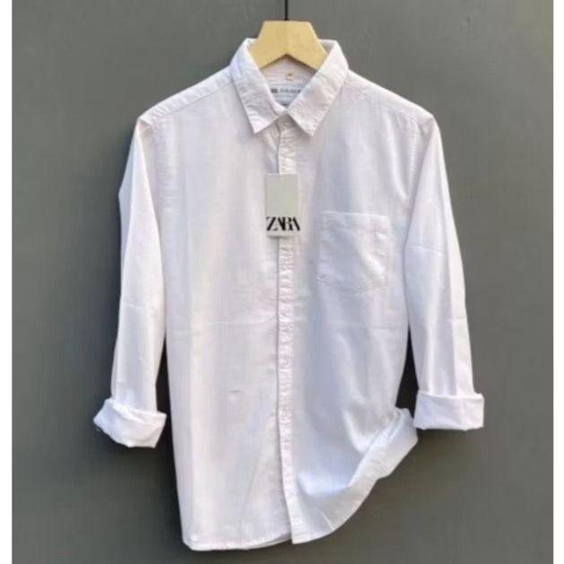 SALE - Kemeja Panjang ZARA Polos Slim Pria / Kemeja Catton Kerah Pria Kerja / Kemeja Kancing Style P