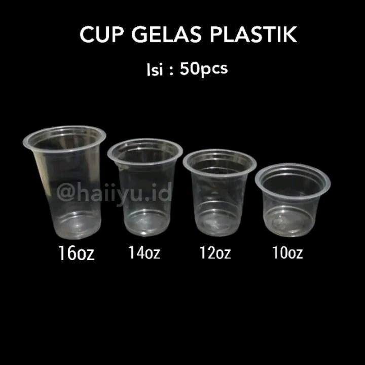 COD!!! 50 pcs CUP MINUMAN PLASTIK UKURAN 16 OZ