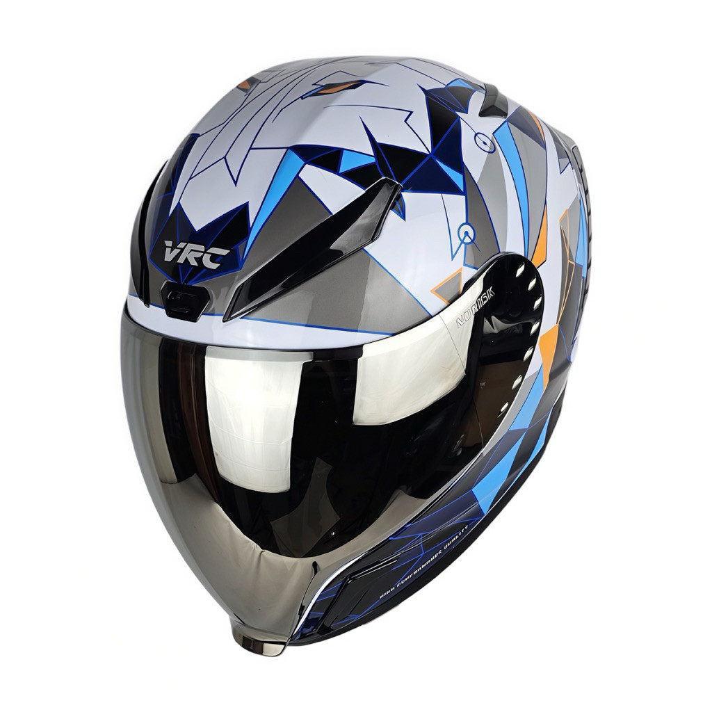 Helm Full Face New VRC Platinum Motif Ekspegardo Blue Visor Iridium Original SNI