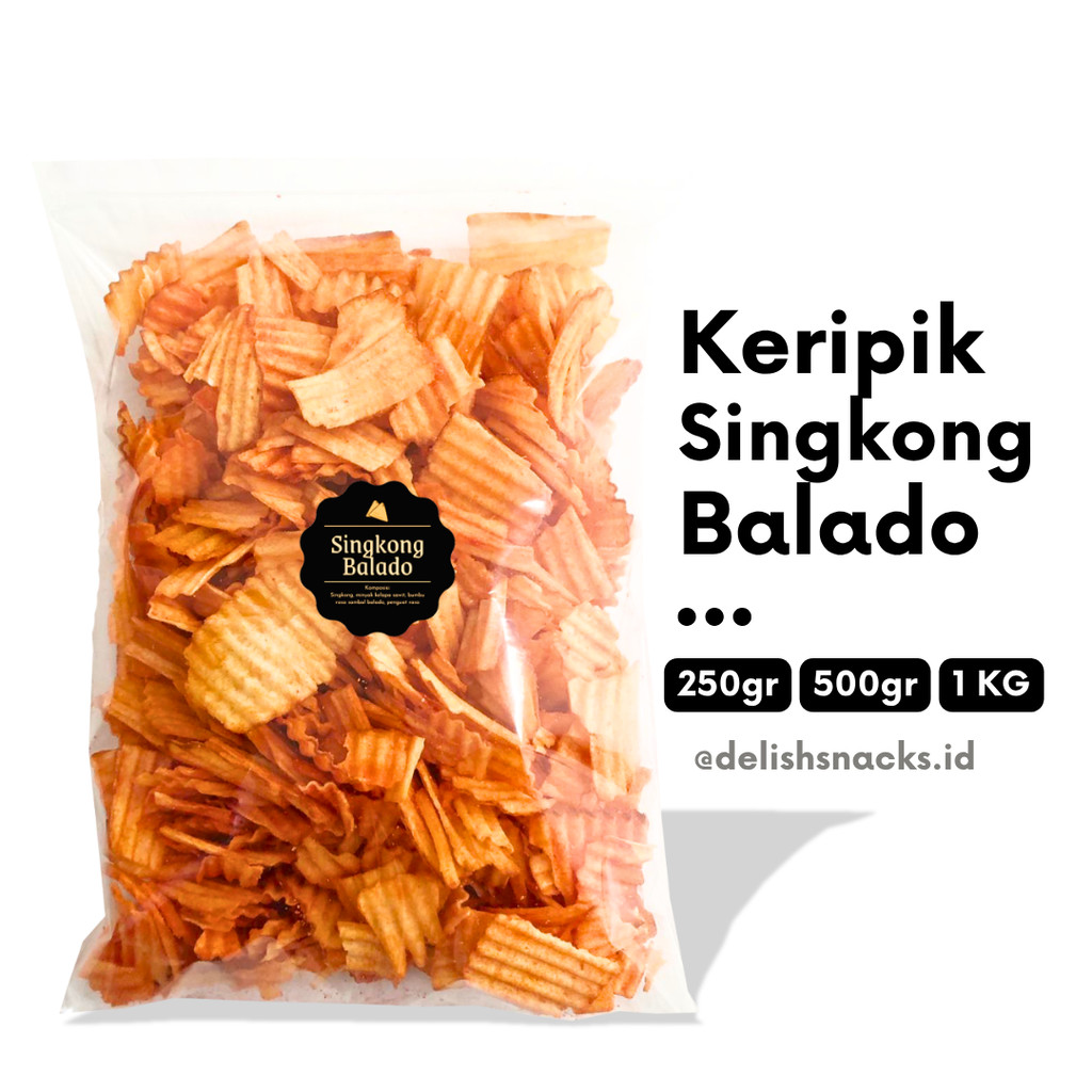 [DELISH SNACKS] Keripik Singkong Balado (Grosir) 250gr 500gr 1 KG / Snack Cemilan Grosiran Kiloan