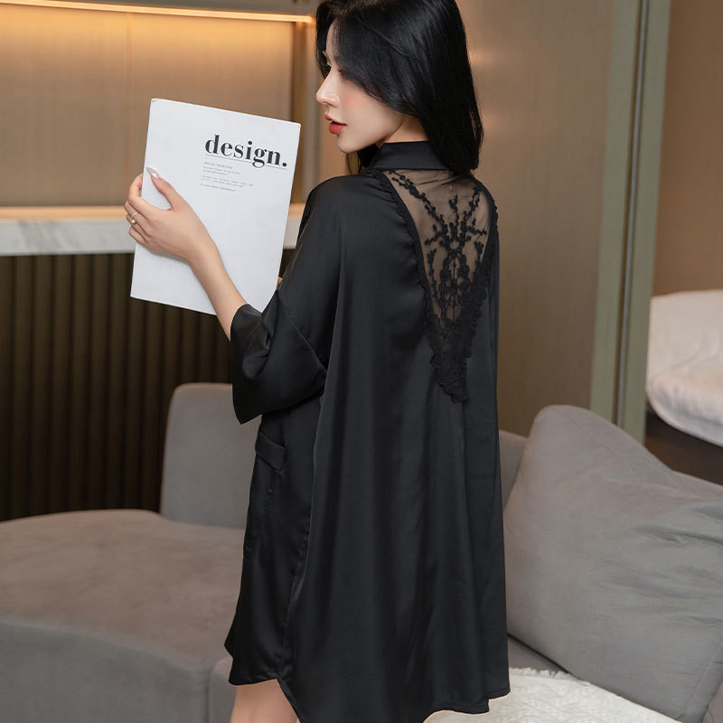 Jerry OFC - Piyama Dress Tidur Sexy Kemeja Putih Es Silk Kemeja Wanita Baju Tidur KMJ-984 Piyama Dre