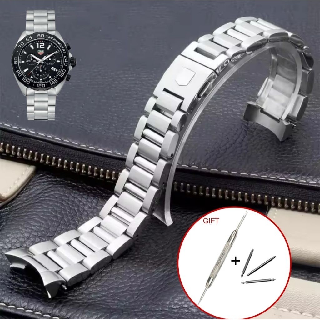 BRACELET TALI RANTAI JAM TANGAN TAG HEUER STAINLESS STEEL ON LOGO 22MM 24MM