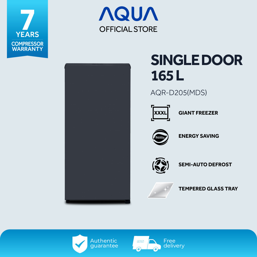 TERBAIK AQUA Elektronik AQR-D205(MDS), New 1D, PCM, Direct Cooling, 165L, R600a - Dark Silver