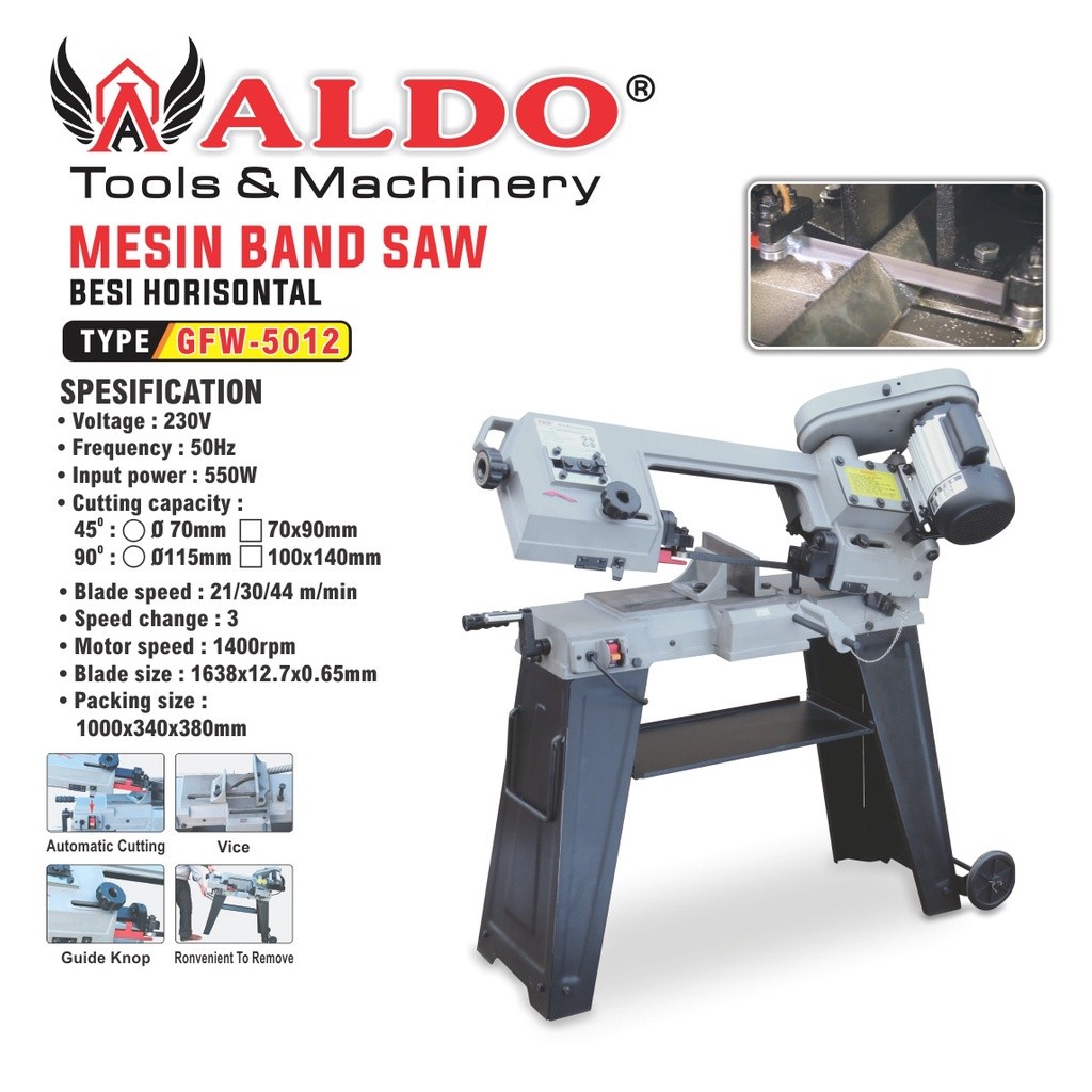 MESIN PEMOTONG BESI / MESIN BAND SAW BESI HORISONTAL TYPE :GFW-5012